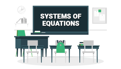 systems of equations written on blackboard