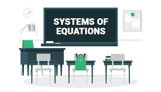 systems of equations written on blackboard